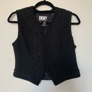 DKNY Embroidered Black Vest